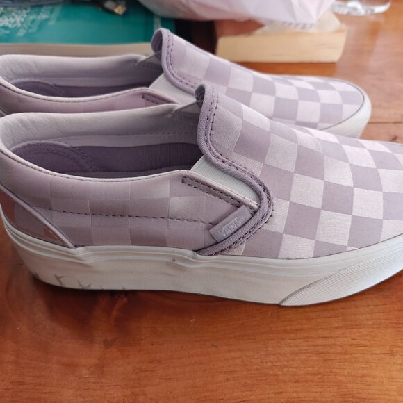 Vans Lavender Checkered Slip-On Sneakers - Picture 3 of 5